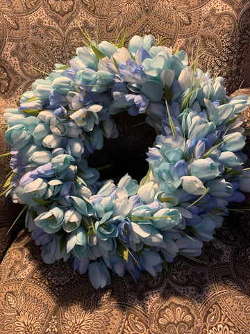 Hues of Blue Tulip Wreath