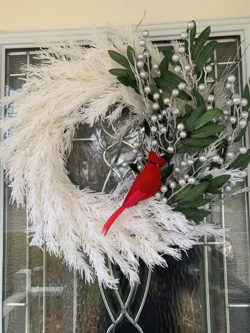 Elegant Cardinal & Berries Wreath