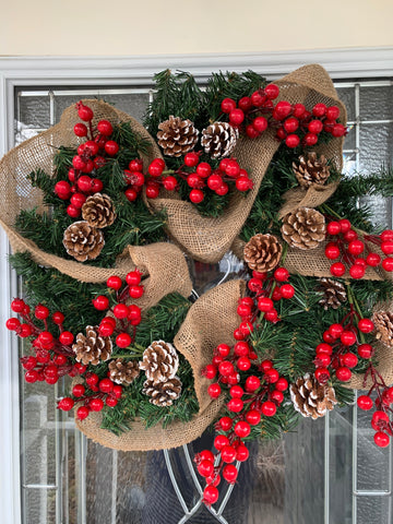 Burlap and Berry holiday wreath